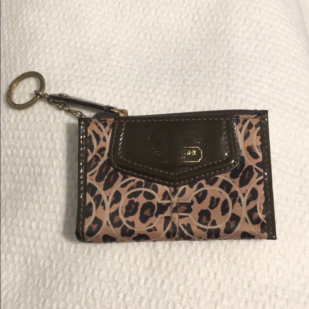 COACH leopard keychain wallet